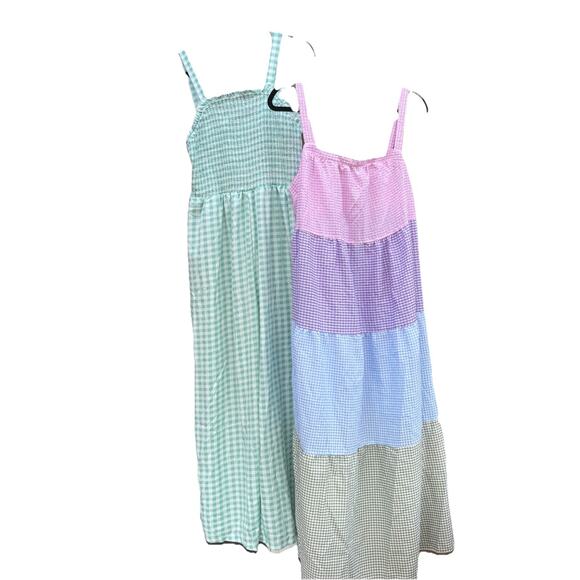 Lot Of 2 SHEIN Curvy 1XL GINGHAM maxi Dresses - Picture 1 of 10